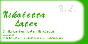 nikoletta later business card